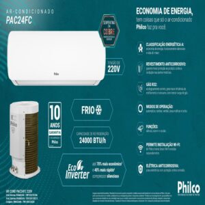 Ar-condicionado Split Hi Wall Philco 24.000 BTUs Inverter Frio – PAC24FC