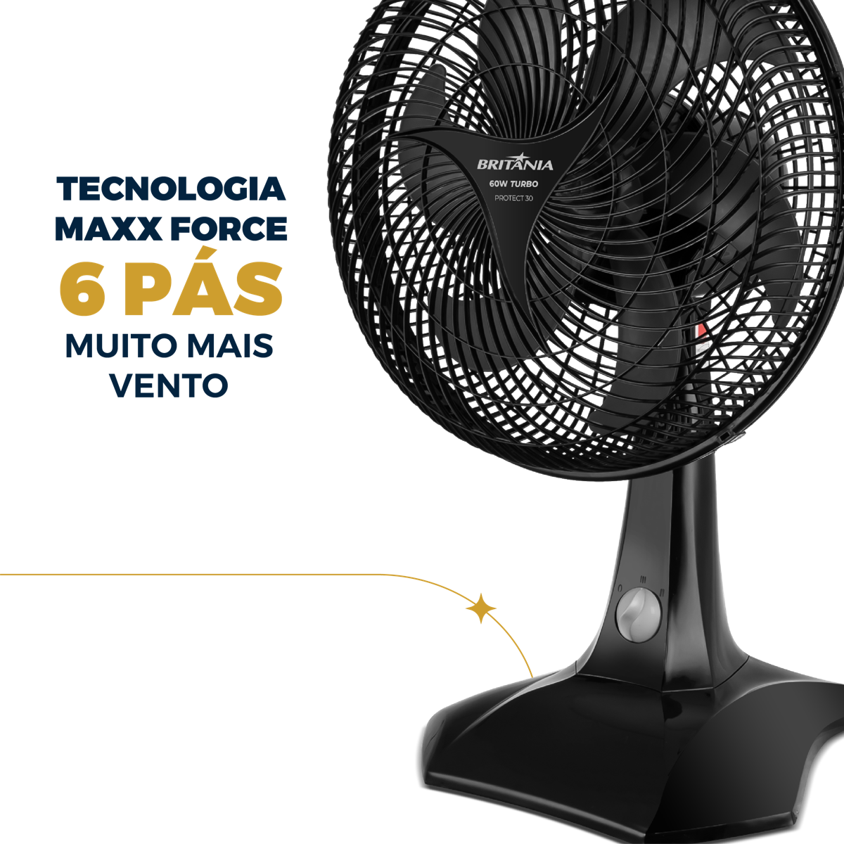 Ventilador Britânia 2 em 1 Turbo 60W Protect 30 Six