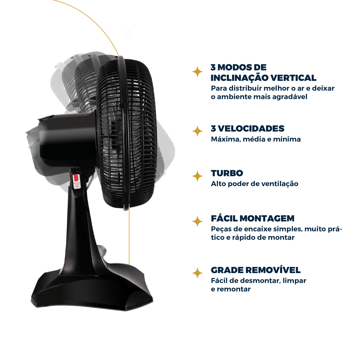 Ventilador Britânia 2 em 1 Turbo 60W Protect 30 Six
