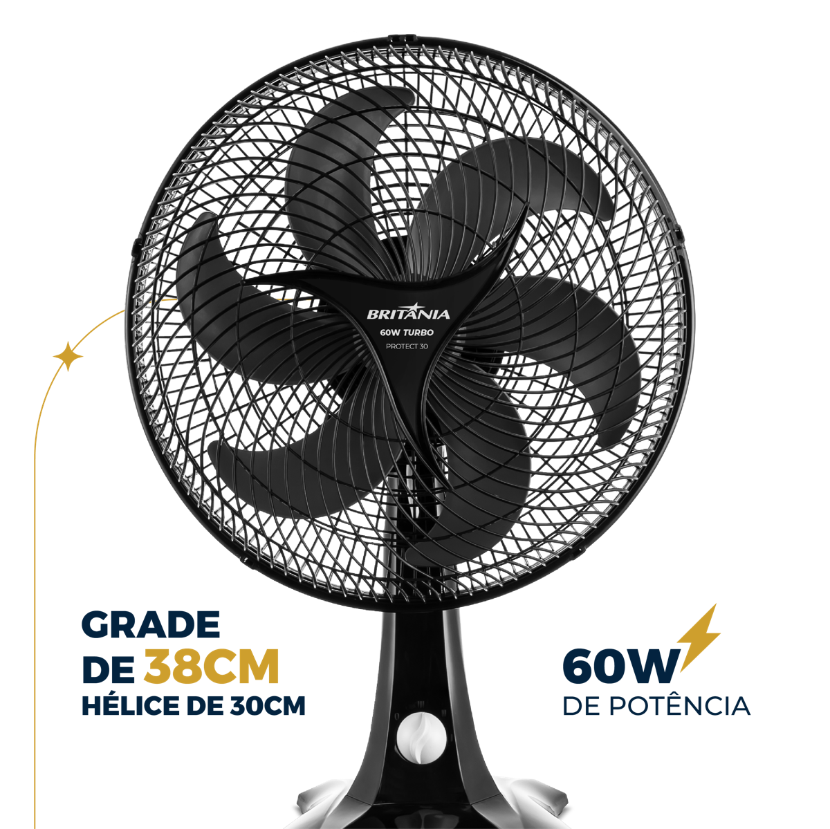 Ventilador Britânia 2 em 1 Turbo 60W Protect 30 Six