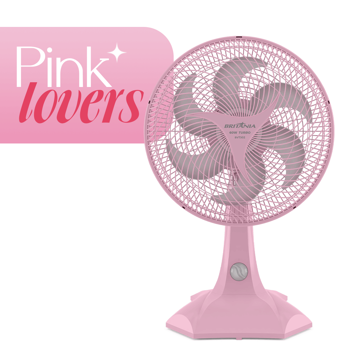 Ventilador Rosa Britânia BVT302 Tecnologia Maxx Force 60W