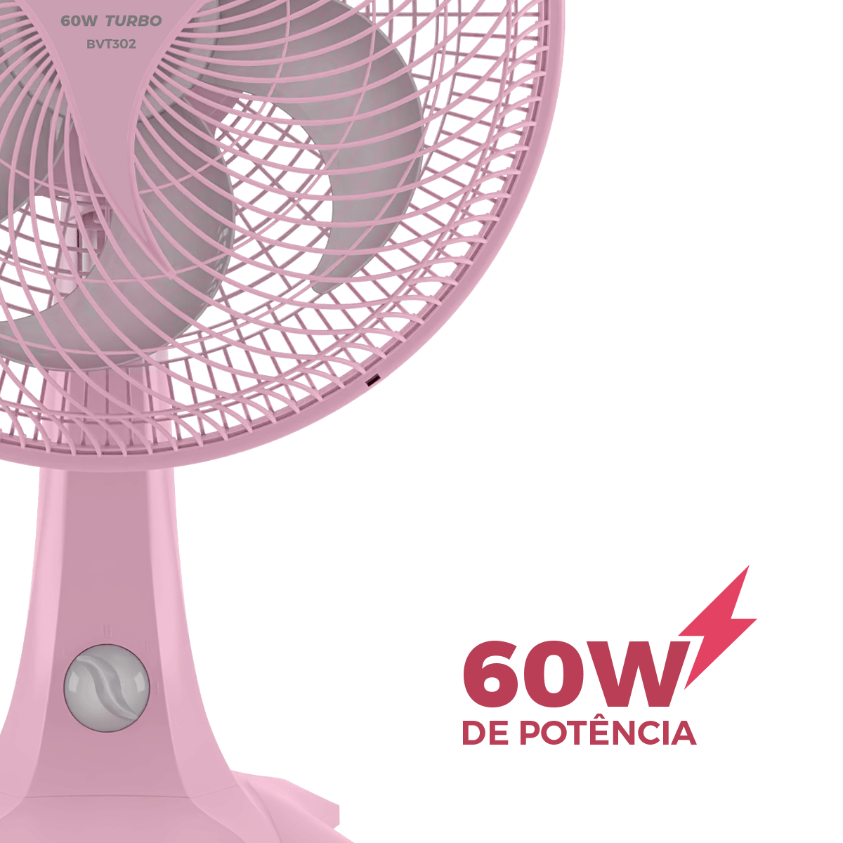 Ventilador Rosa Britânia BVT302 Tecnologia Maxx Force 60W