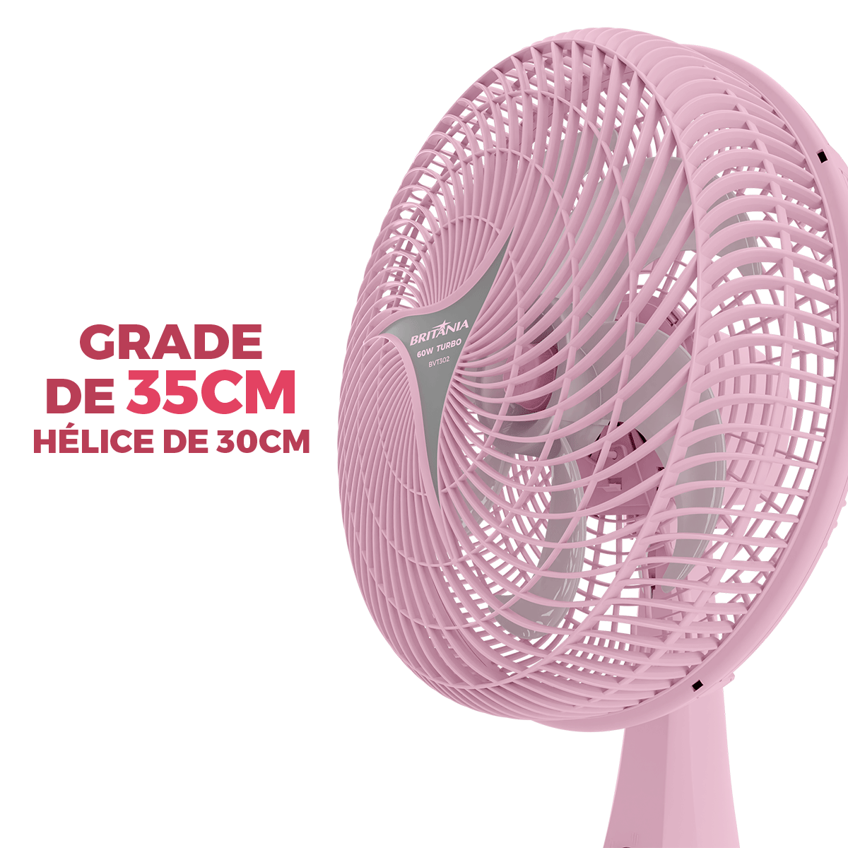 Ventilador Rosa Britânia BVT302 Tecnologia Maxx Force 60W