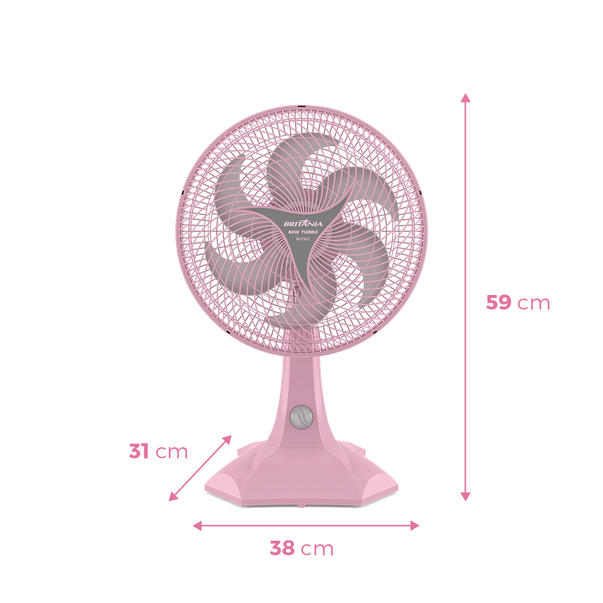 Ventilador Rosa Britânia BVT302 Tecnologia Maxx Force 60W