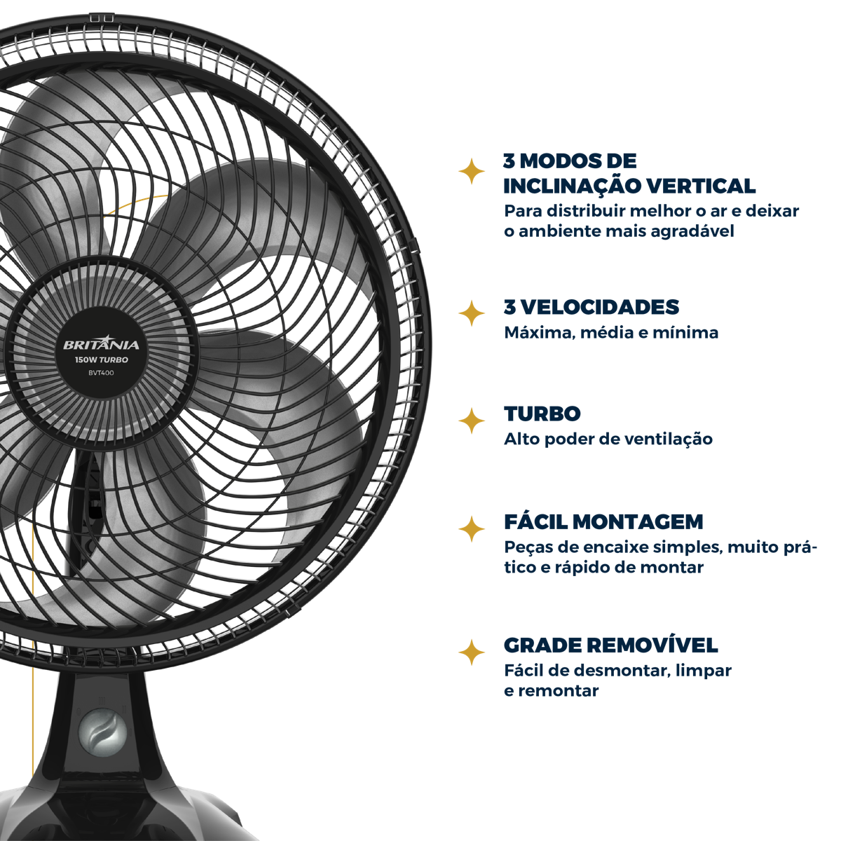 Ventilador Britânia 2 em 1 150W Maxx Force BVT400