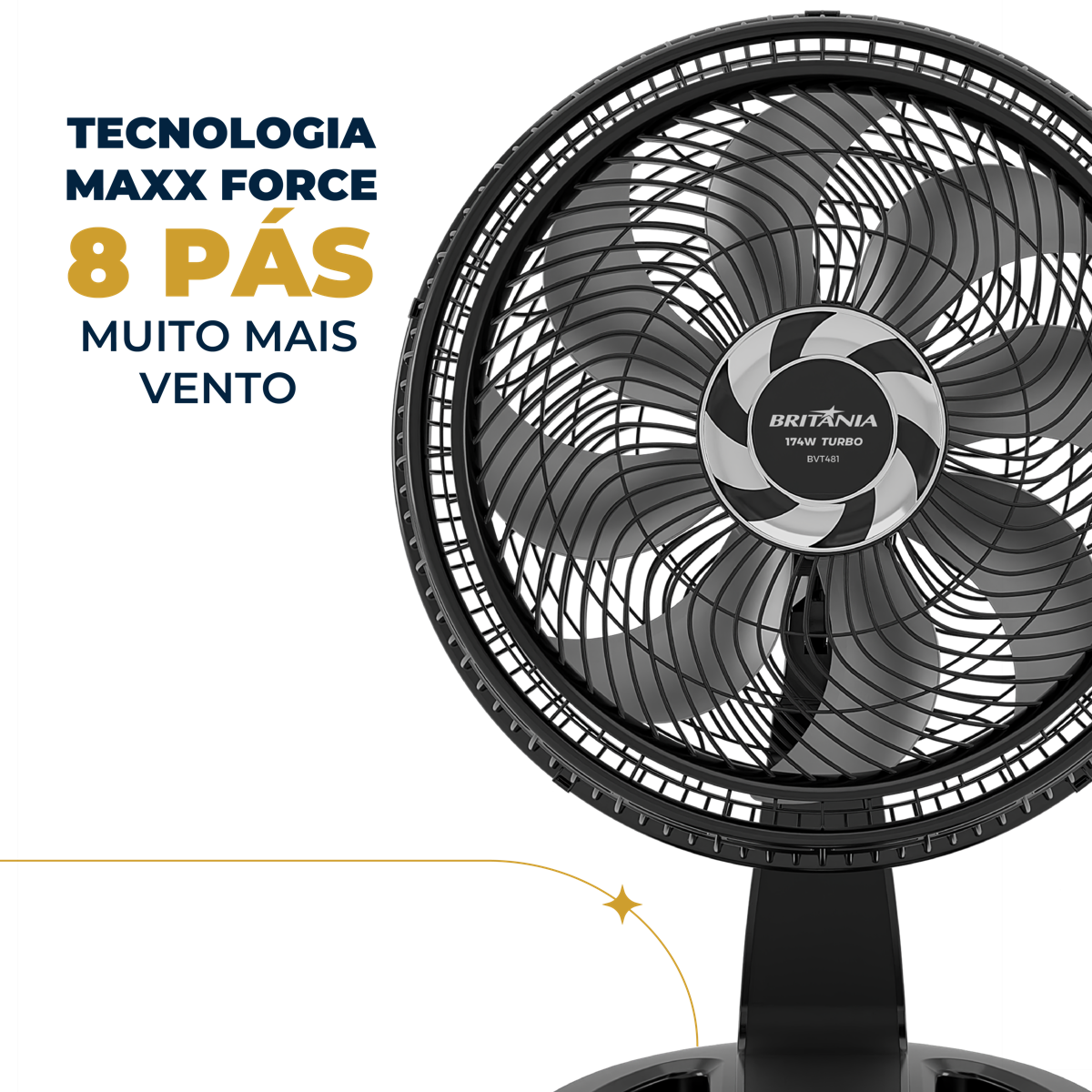 Ventilador Britânia BVT481 Tecnologia Maxx Force 174W