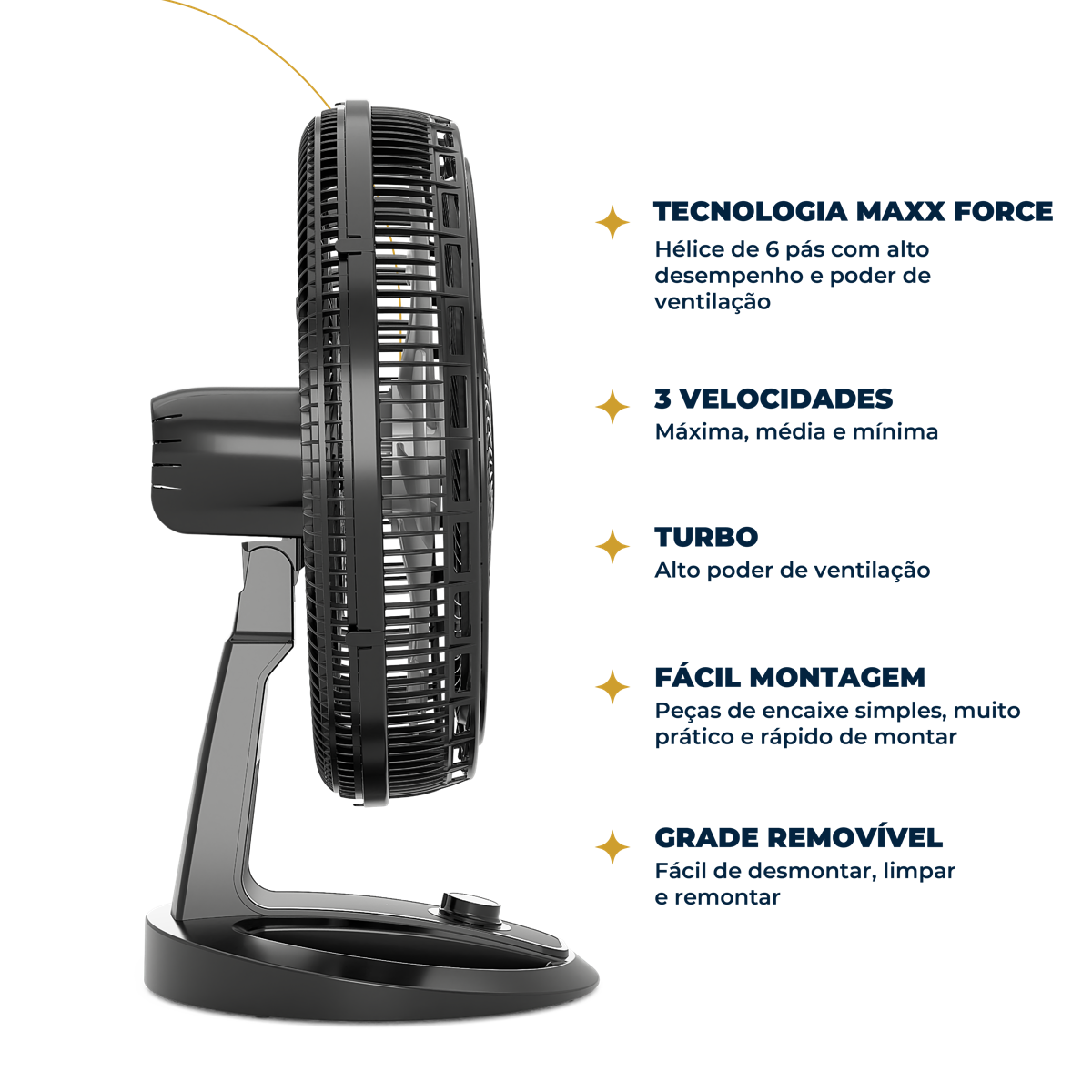 Ventilador Britânia BVT500 2 em 1 Maxx Force 6 Pás 176W