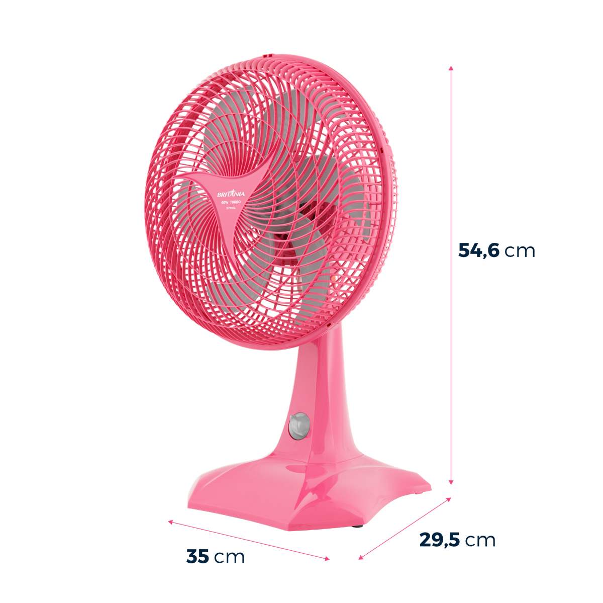 Ventilador Britânia Rosa 60W Hélice com 6 Pás BVT304