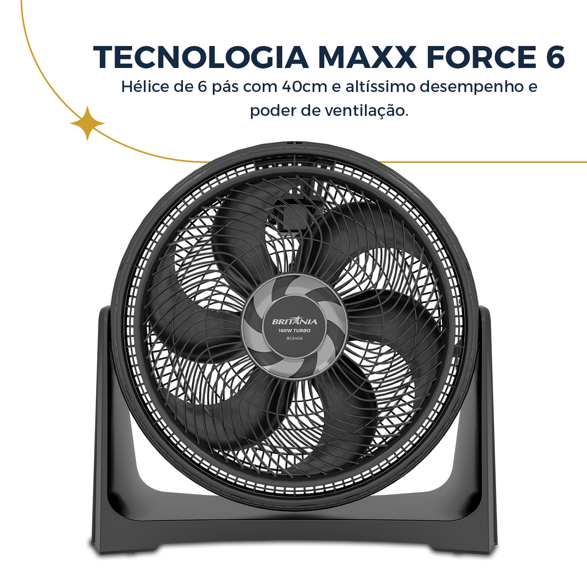 Ventilador Circulador Britânia 3 Velocidades 160W BCA40A