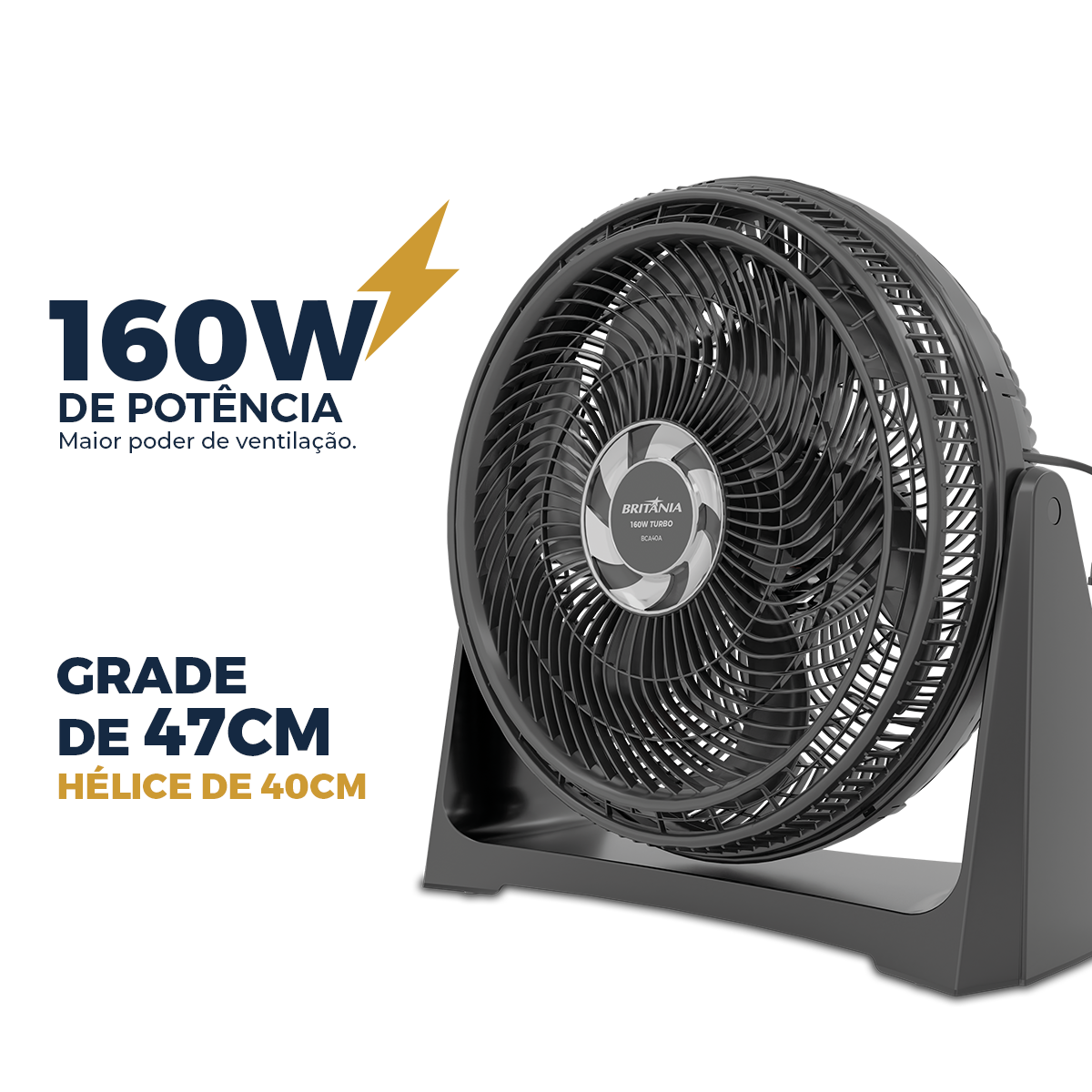 Ventilador Circulador Britânia 3 Velocidades 160W BCA40A