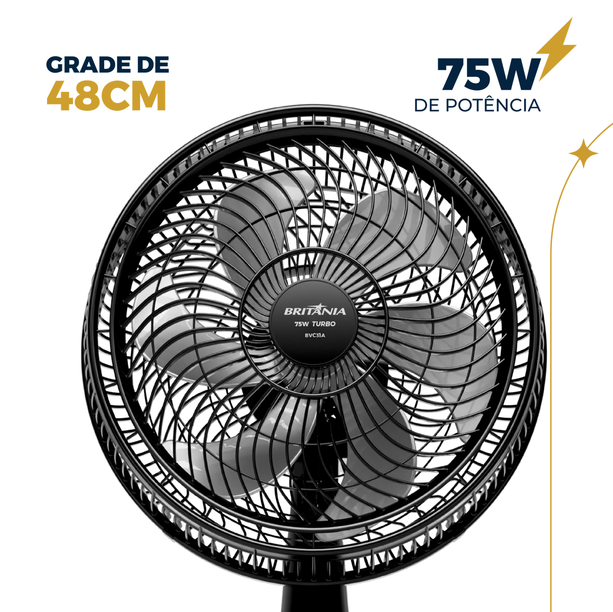 Ventilador de Coluna Britânia 6 Pás de 30cm 75W BVC31A2