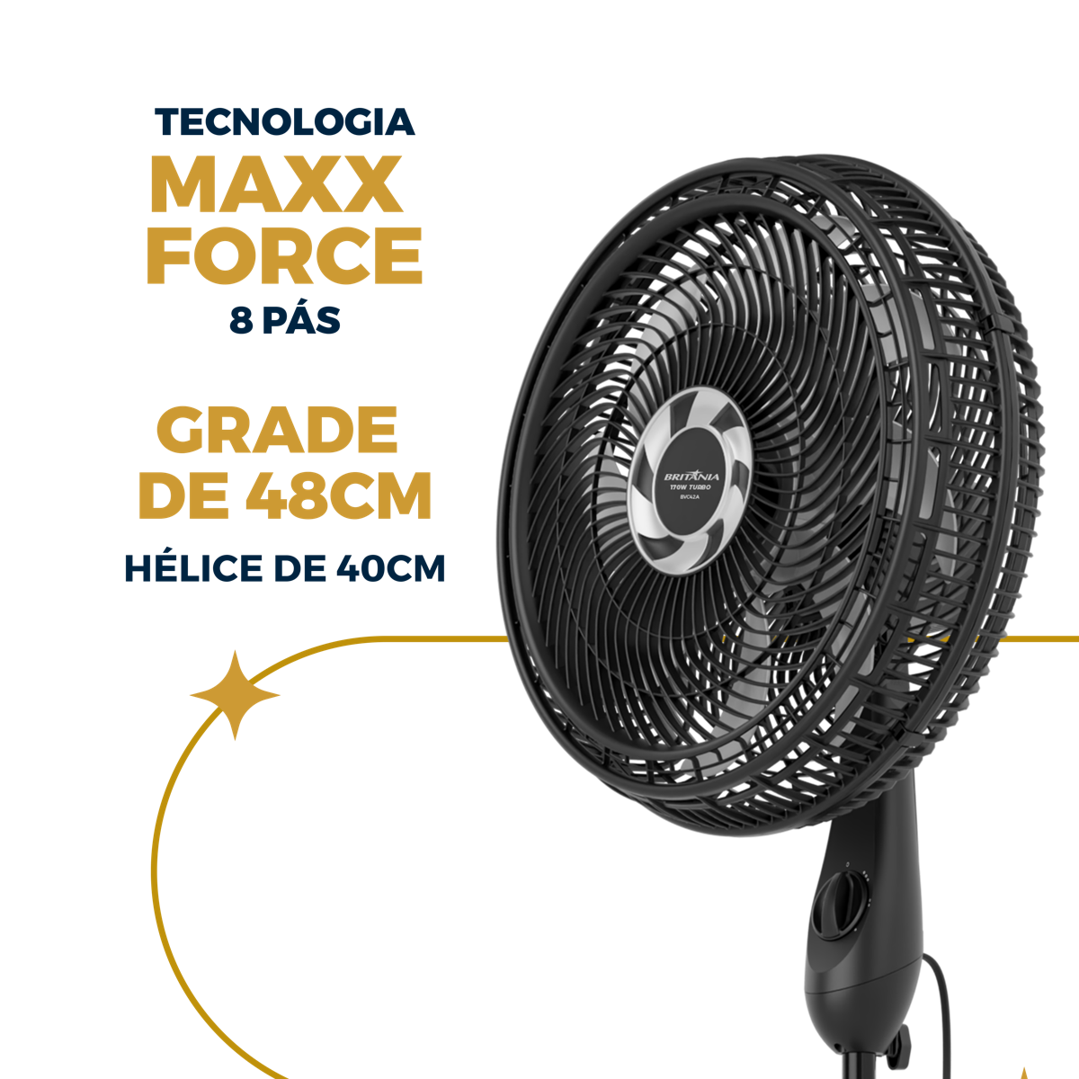 Ventilador de Coluna Britânia 8 Pás de 40cm 170W BVC42A