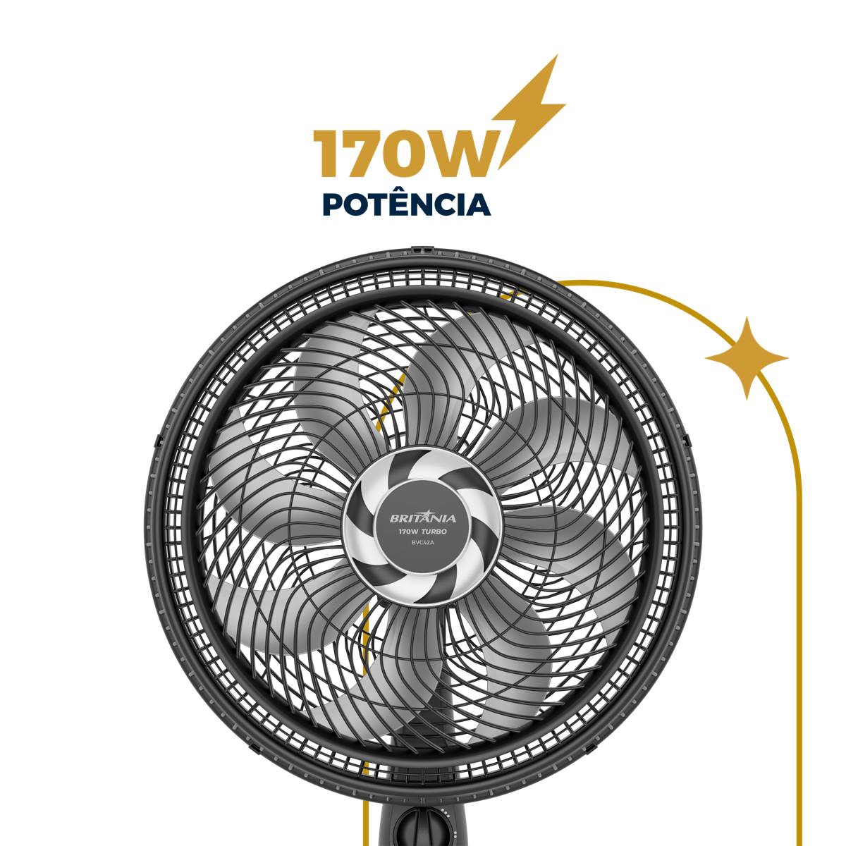 Ventilador de Coluna Britânia 8 Pás de 40cm 170W BVC42A