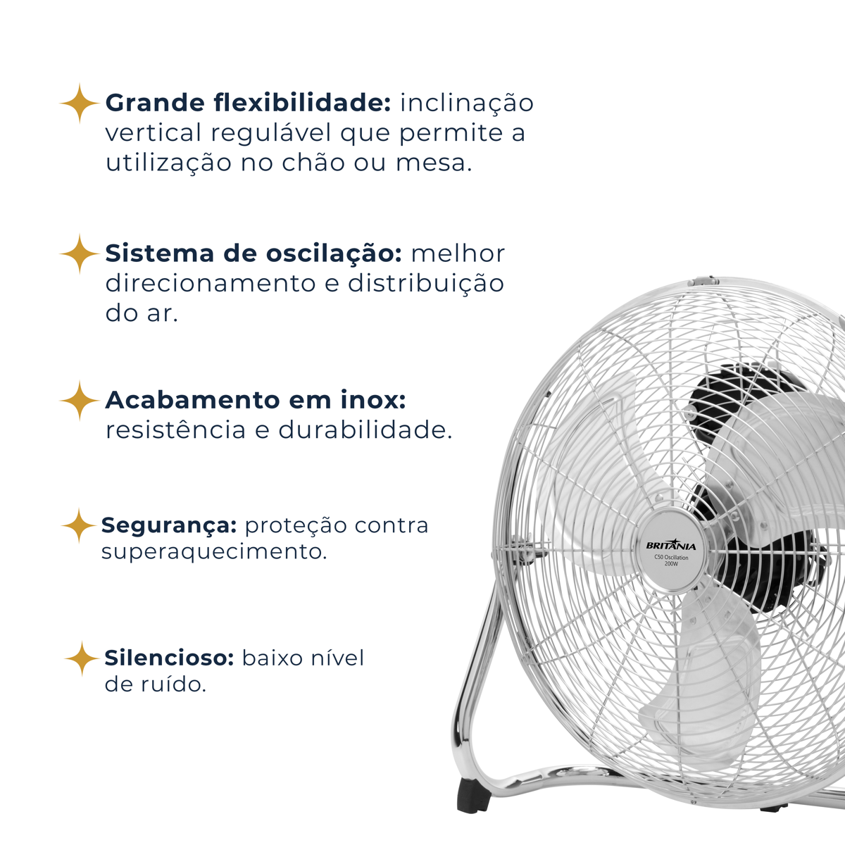 Circulador de Ar de Mesa Britânia 200W C50 OSCILLATION