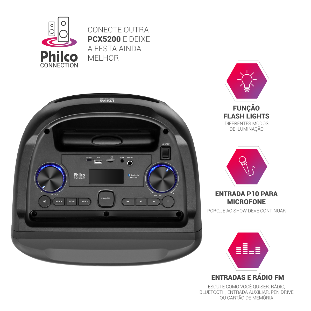 Caixa de Som Amplificada Philco Bluetooth v5.1 600W PCX5200
