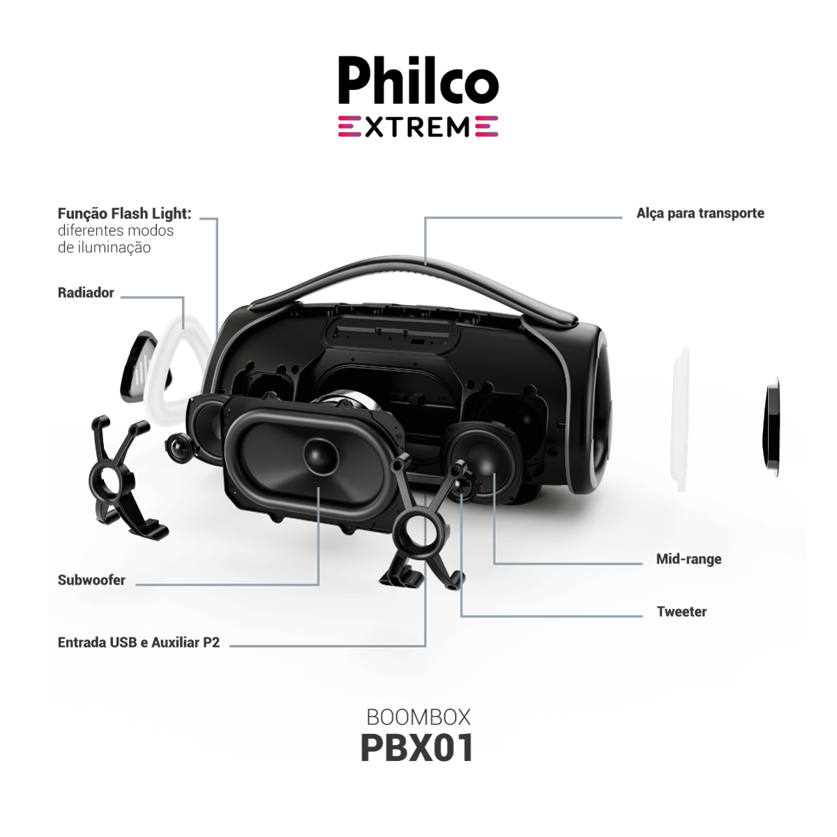 Boombox Philco Extreme Bluetooth V.5.4 PBX01 300W