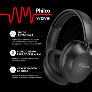 Fone de Ouvido Philco Bluetooth 5.4 Preto PFO09P