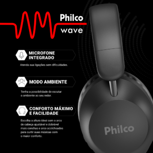 Fone de Ouvido Philco Bluetooth 5.4 Preto PFO09P