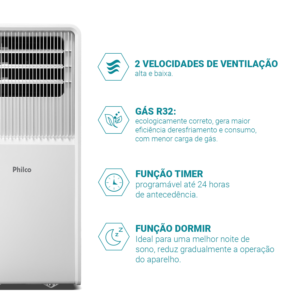 Ar-Condicionado Philco Portátil 10000BTUs Frio PAC10FN