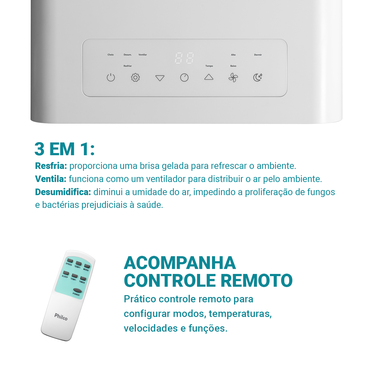 Ar-Condicionado Philco Portátil 10000BTUs Frio PAC10FN