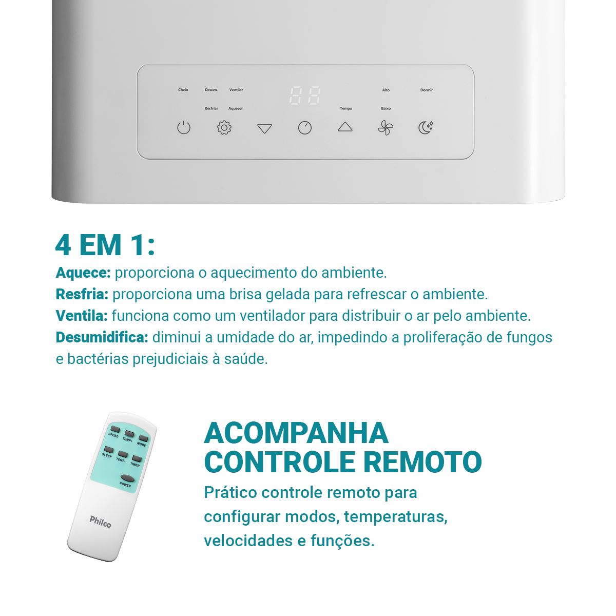 Ar-Condicionado Philco Portátil 10000BTUs PAC10QN