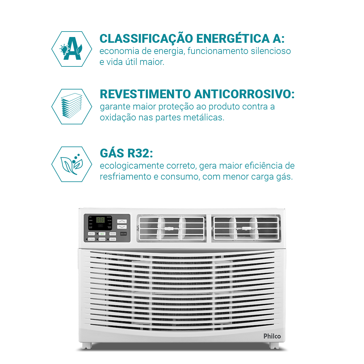 Ar-Condicionado Philco Janela 7500BTUs Frio PAJ7FH