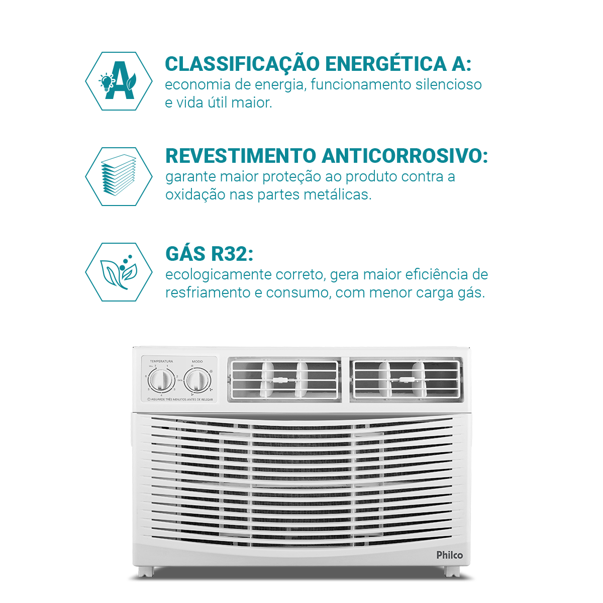 Ar-Condicionado Janela 7500BTUs Philco Frio PAJ7FA