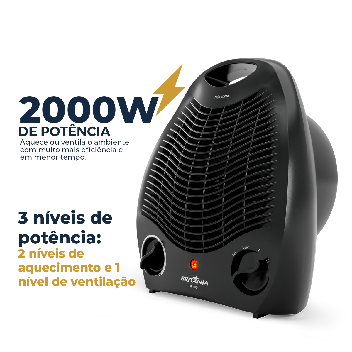 Aquecedor Britânia AB1500P 2 em 1 2000W