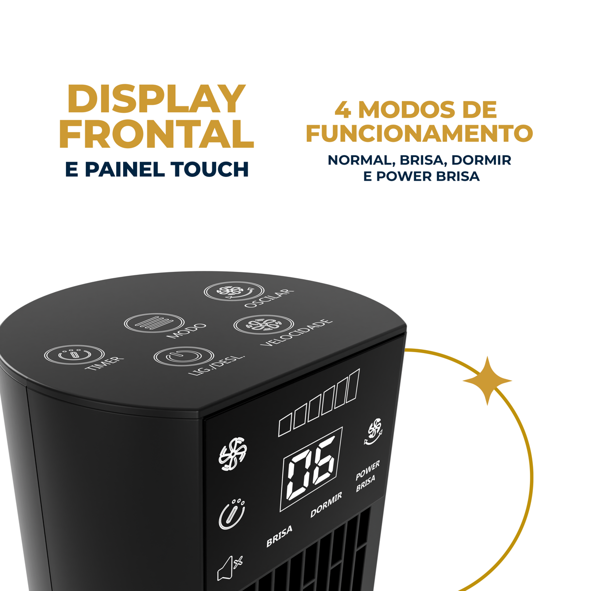 Ventilador Torre Britânia Painel Touch 75W BVT90A