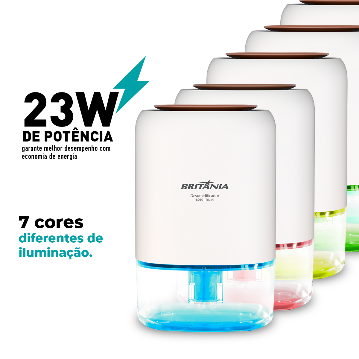 Desumidificador Britânia BDE01 7 Cores de Iluminação 1,1L