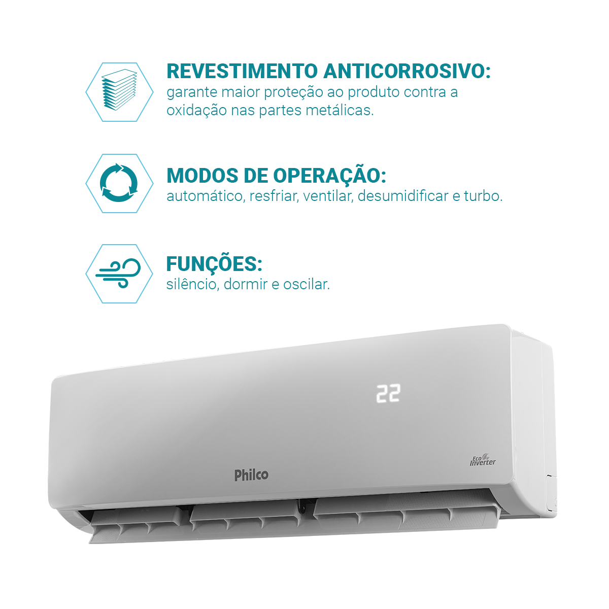 Ar-condicionado Inverter 9000BTUs Philco Frio PAC9FC