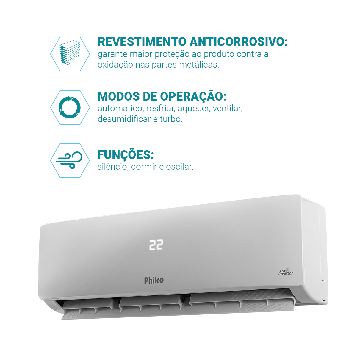 Ar-Condicionado Inverter 24000BTUs Philco PAC24QB