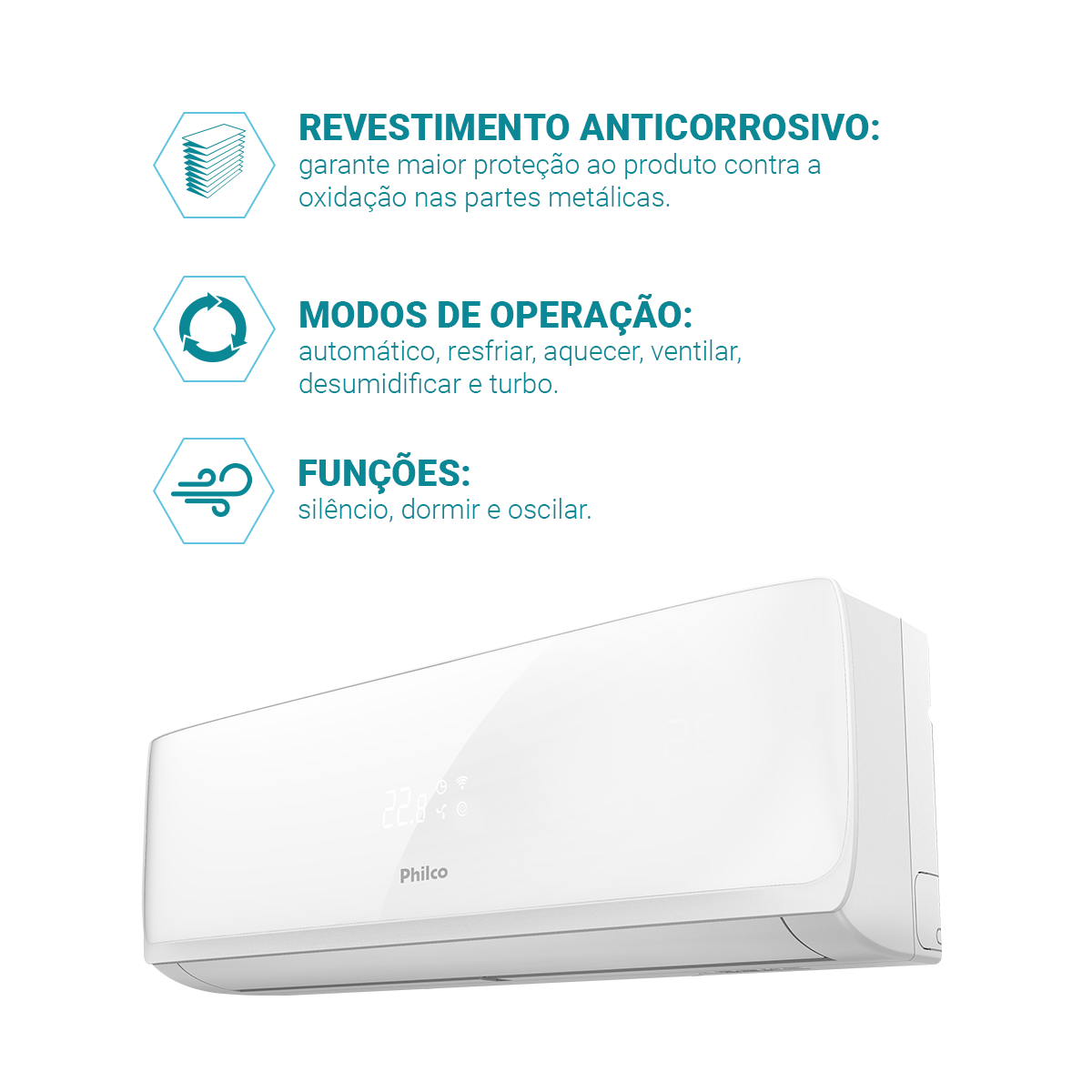 Ar-Condicionado Philco Split 9000BTUs Quente/Frio PAS9QT