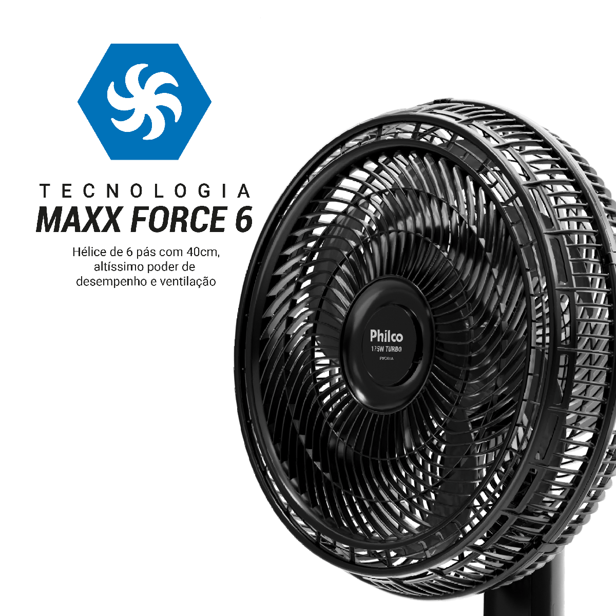 Ventilador de Coluna Philco 6 Pás 3 velocidades 175W PVC41A