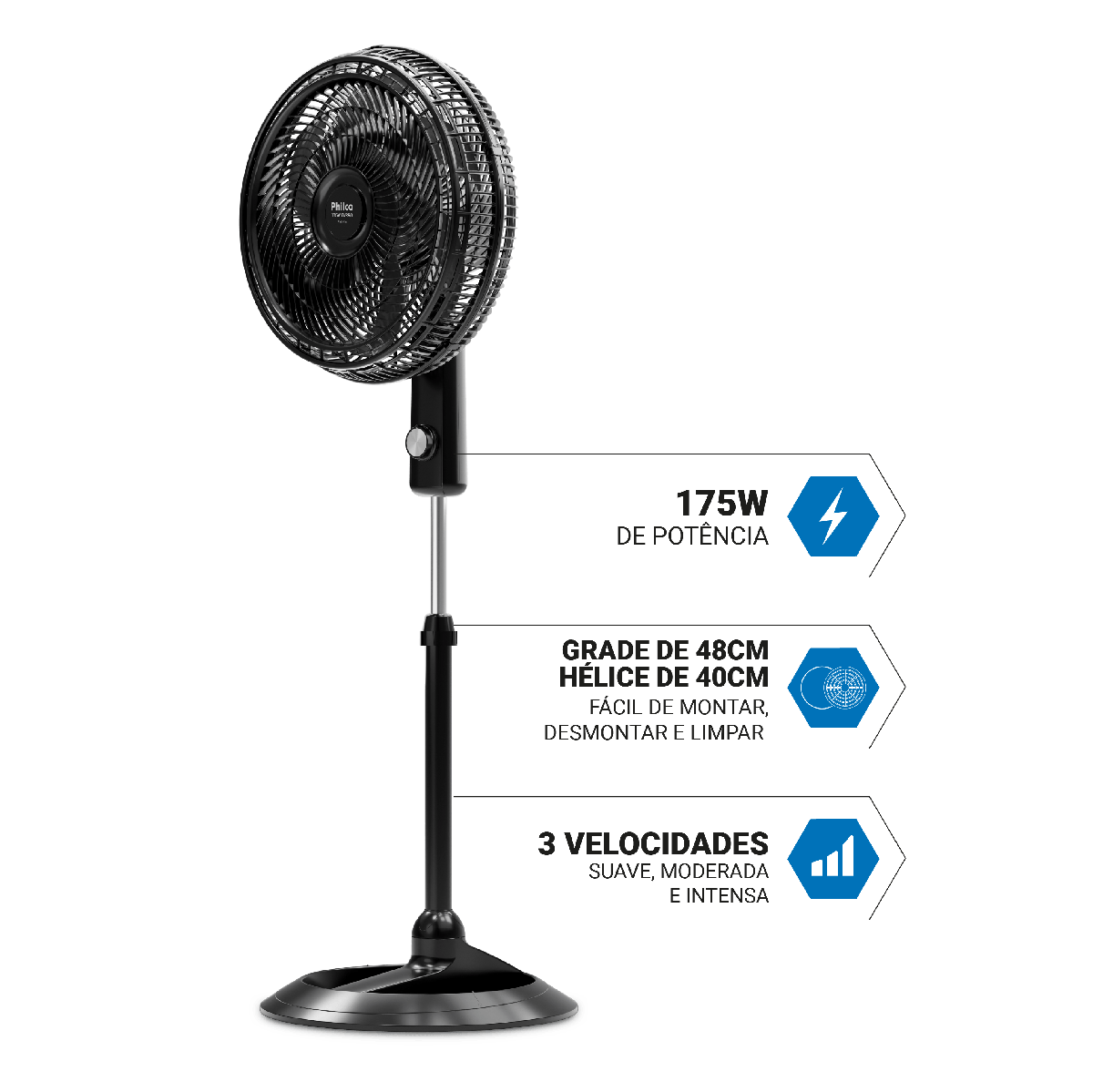 Ventilador de Coluna Philco 6 Pás 3 velocidades 175W PVC41A