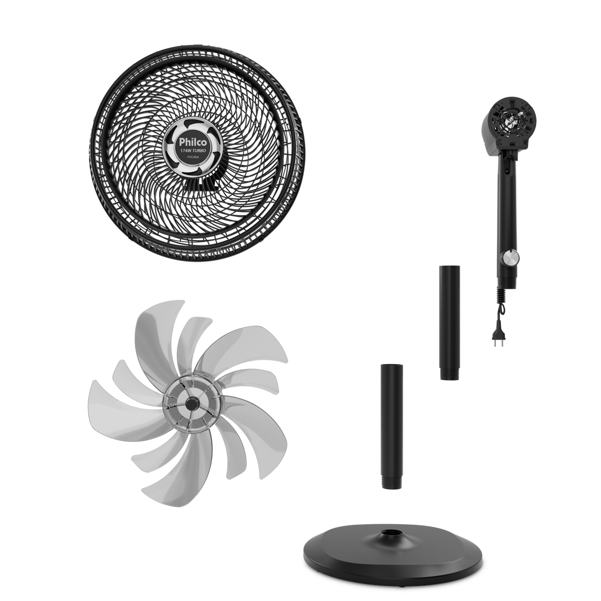 Ventilador de Mesa e Coluna Philco 10 Pás 174W PVC45A